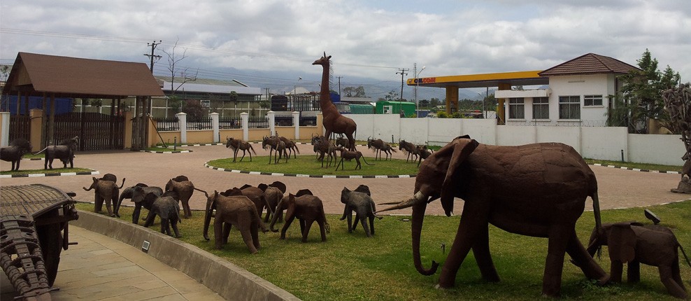 Cultural Heritage Center Arusha Tanzania Place listed outside view with sculptures and elephant sculpture